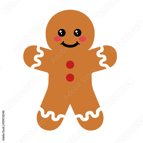 gingerbread christmas cookies classic ginger bread Noel holiday sweet dessert isolated on white background without stroke Xmas cute biscuits Vector illustration