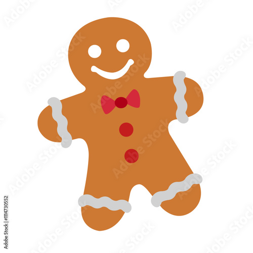 gingerbread christmas cookies classic ginger bread Noel holiday sweet dessert isolated on white background without stroke Xmas cute biscuits Vector illustration