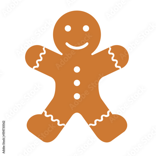 gingerbread christmas cookies classic ginger bread Noel holiday sweet dessert isolated on white background without stroke Xmas cute biscuits Vector illustration