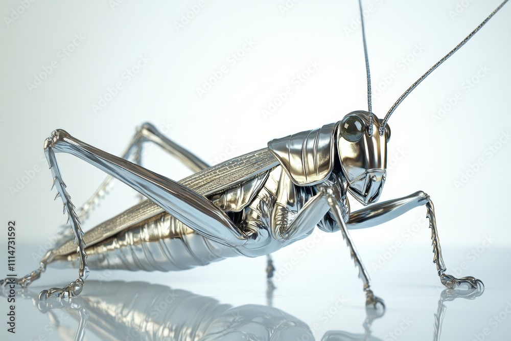 Metallic Grasshopper - Futuristic Insect Art Metallic Grasshopper - Futuristic Insect Art