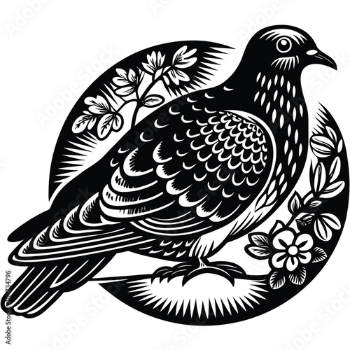 Dove vector silhouette, isolated white background
