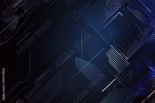 Modern abstract minimalist design with sharp lines and dark blue gradient for technology concepts