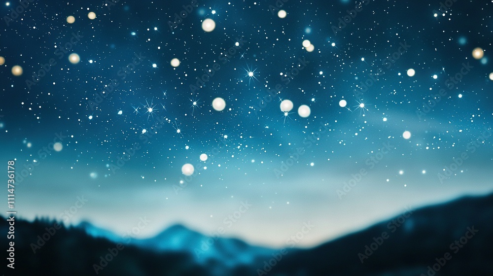 Obraz premium A sharp image of a star-studded night sky with a clear view of the mountain in the background and well-defined trees in the foreground