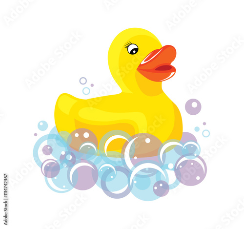 Rubber Duck and Bubbles Illustration