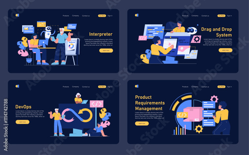 Development Process Automation. Flat Vector Illustration