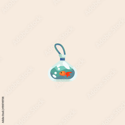 Goldfish in a beg flat vector design.