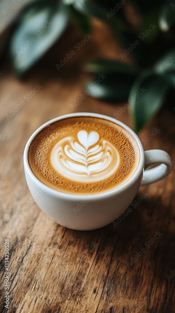 Beautiful latte art in a cozy cafe setting with nature Beautiful latte art in a cozy cafe setting with nature