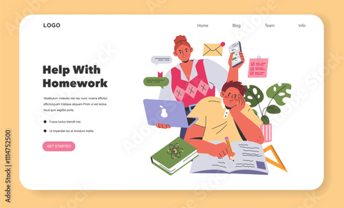 Working Mom Life. Flat Vector Illustration