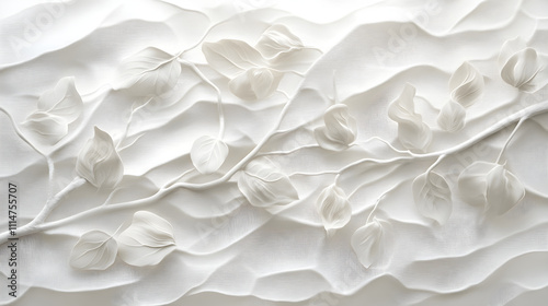 Serenity in Motion: Elegance of White Branches and Leaves Dancing in the Breeze