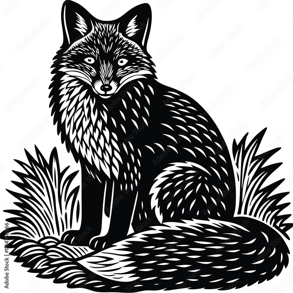 Obraz premium Fox vector silhouette,isolated white background