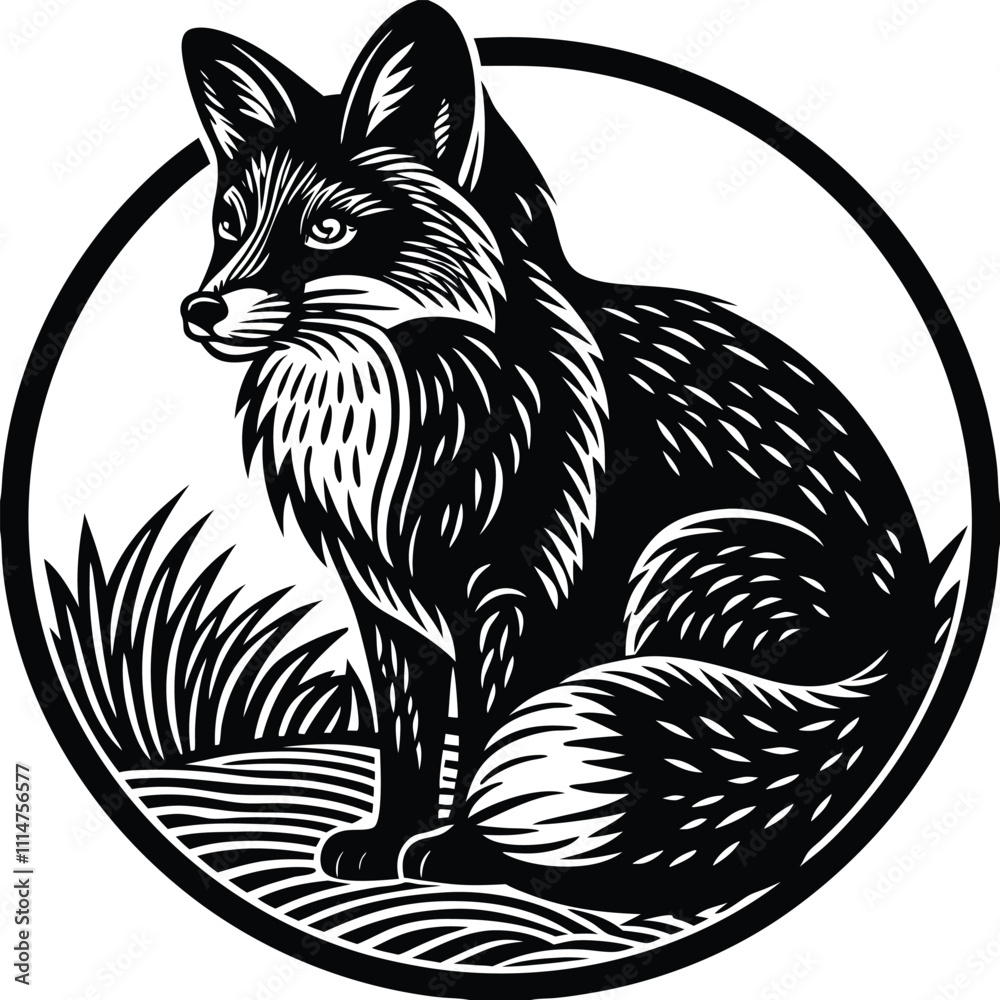 Fototapeta premium Fox vector silhouette,isolated white background