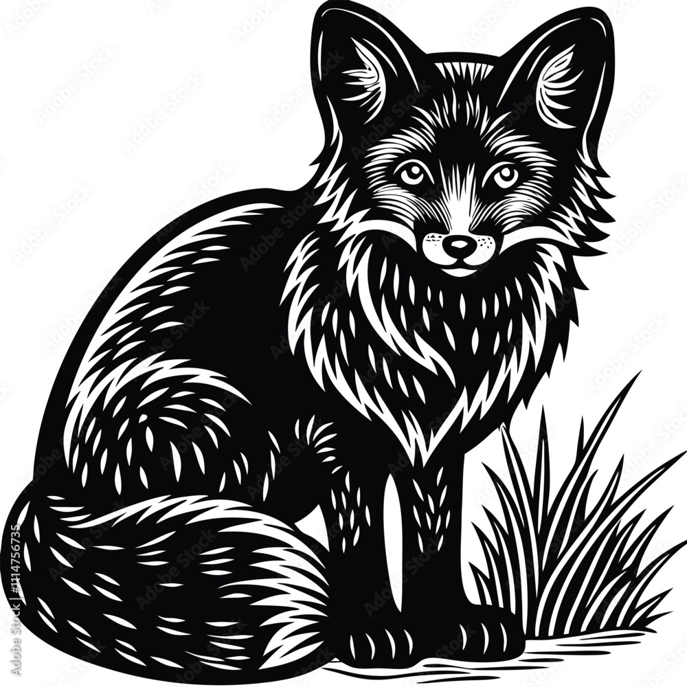 Obraz premium Fox vector silhouette,isolated white background