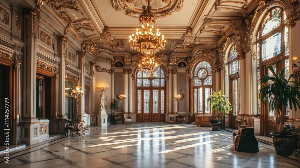 Fototapeta premium Opulent Hallway of a Majestic Building