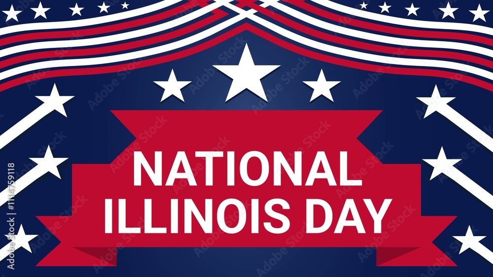 National Illinois Day web banner design illustration National Illinois Day web banner design illustration
