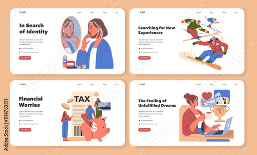 Women Midlife Crisis. Flat Vector Illustration
