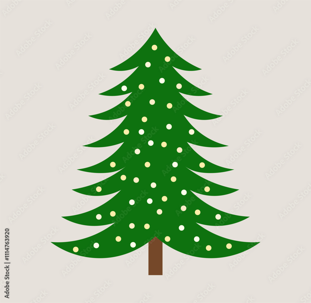 Obraz premium Christmas tree with lights decoration. Christmas design element. Vector illustration.