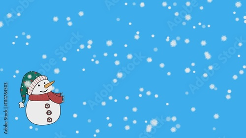 Animation Christmas snowman with snow