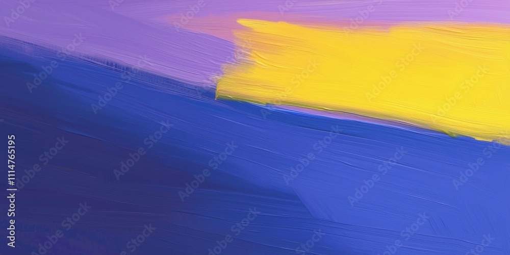 Fototapeta premium Wide brushstrokes of vibrant yellow and deep purple paint combine to form an abstract textured background, ideal for enhancing modern and contemporary art projects