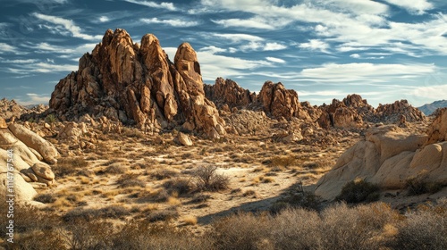 Majestic Desert Landscape with Dramatic Rocks photo