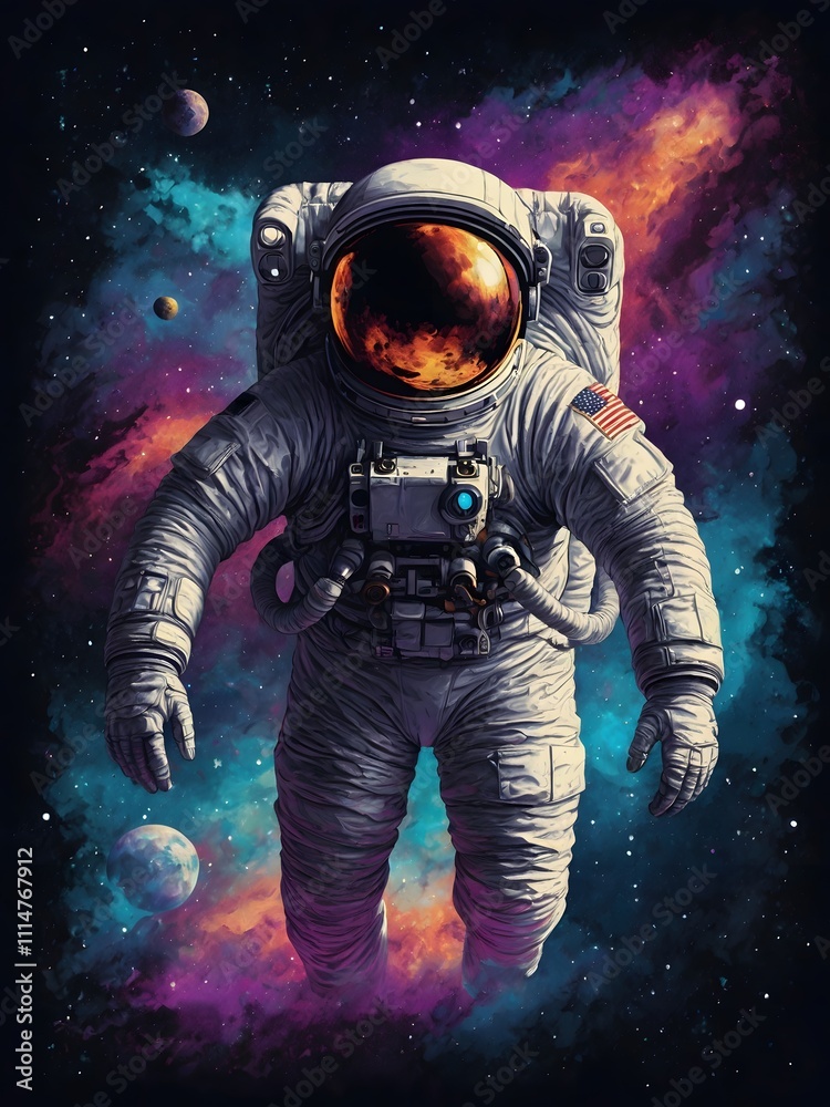 Fototapeta premium Cosmic Voyager in Vibrant Universe