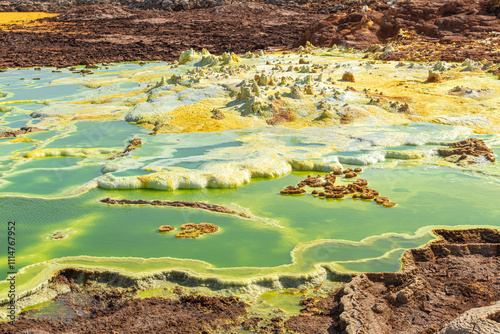 Colourful spings of acid in Dallol, Danakil depression, Ethiopia