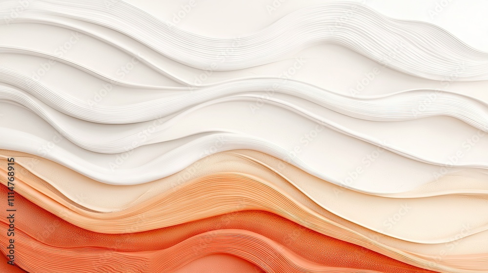 Obraz premium A clear photo of a white-orange wall with wavy patterns on both walls