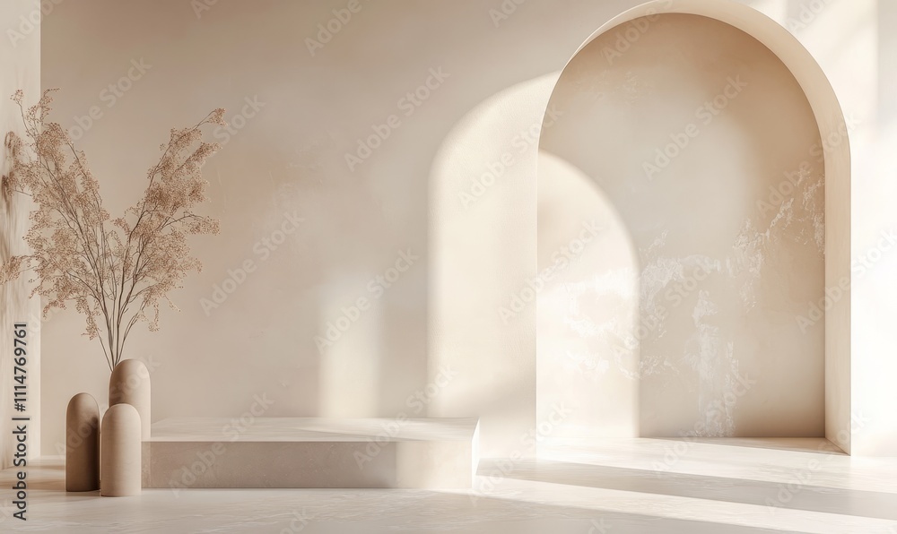 Fototapeta premium An elegant and sophisticated scene showcasing a minimalistic abstract background in a neutral and versatile color palette.