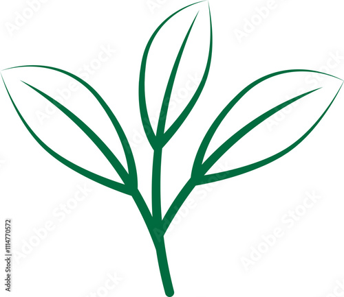 Outline Green Leaf, Green Leaves Icon Illustration