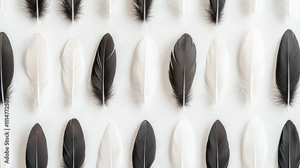 Obraz premium Black and White Feather Lineup