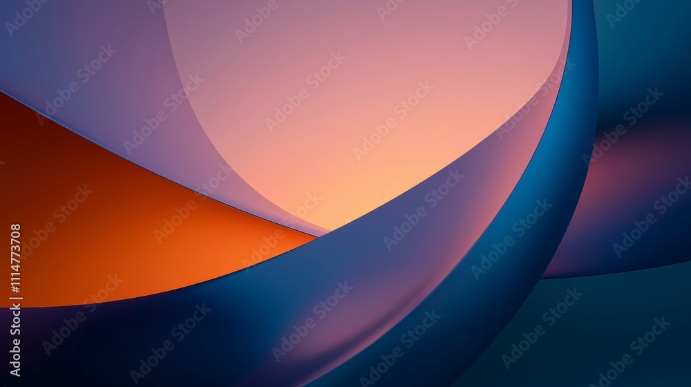 Fototapeta premium Smooth, curved shapes in vibrant orange, blue, and purple hues create a dynamic and modern abstract composition, ideal for backgrounds and design elements