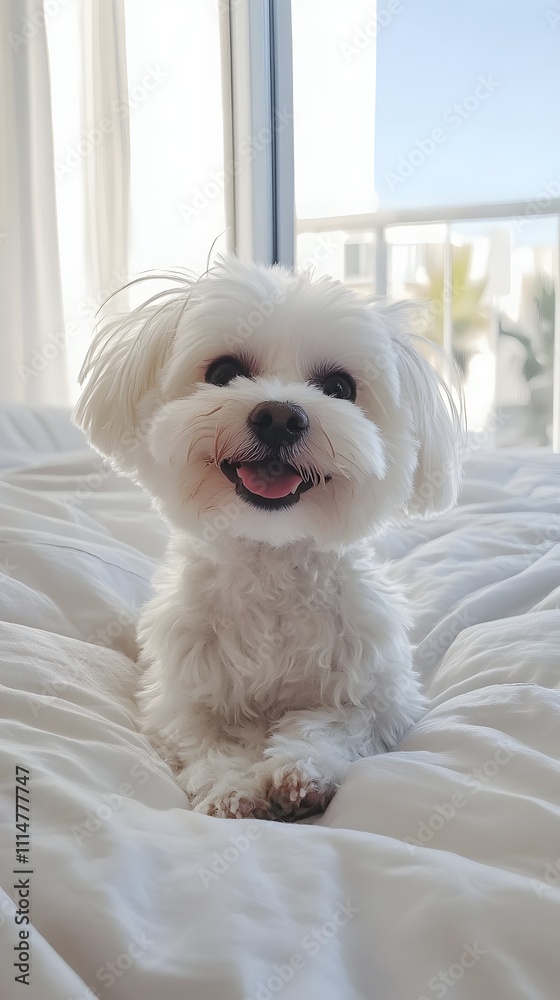 white maltese dog on the bed white maltese dog on the bed