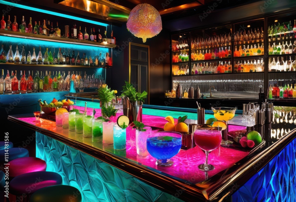 vibrant display colorful cocktails captured dynamic shots sleek bar countertop gradient lighting enhancing visual appeal, drinks, mixology, spirits vibrant display colorful cocktails captured dynamic shots sleek bar countertop gradient lighting enhancing visual appeal, drinks, mixology, spirits