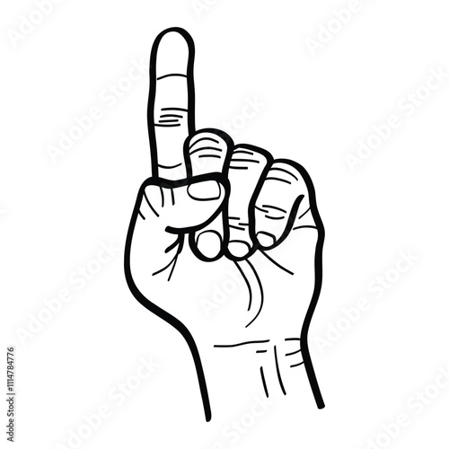 illustration of raising one index finger upwards indicating a gesture of wanting to ask or raising one's hand upwards. vector