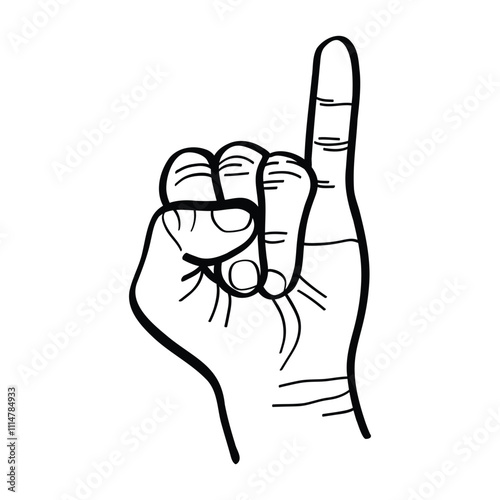 illustration of a hand raising little finger. promise gesture. hand drawing. vector