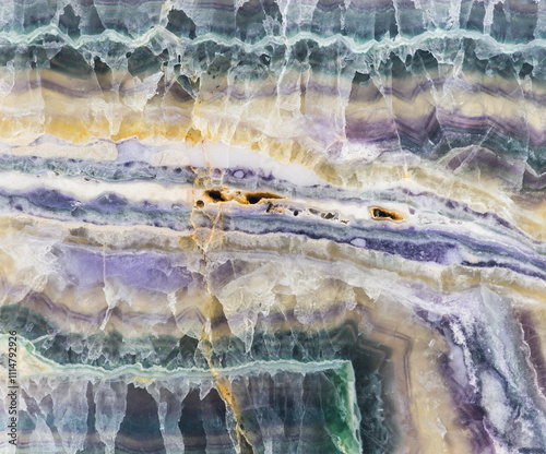 Macro photograph of layered natural slab of fluorite photo