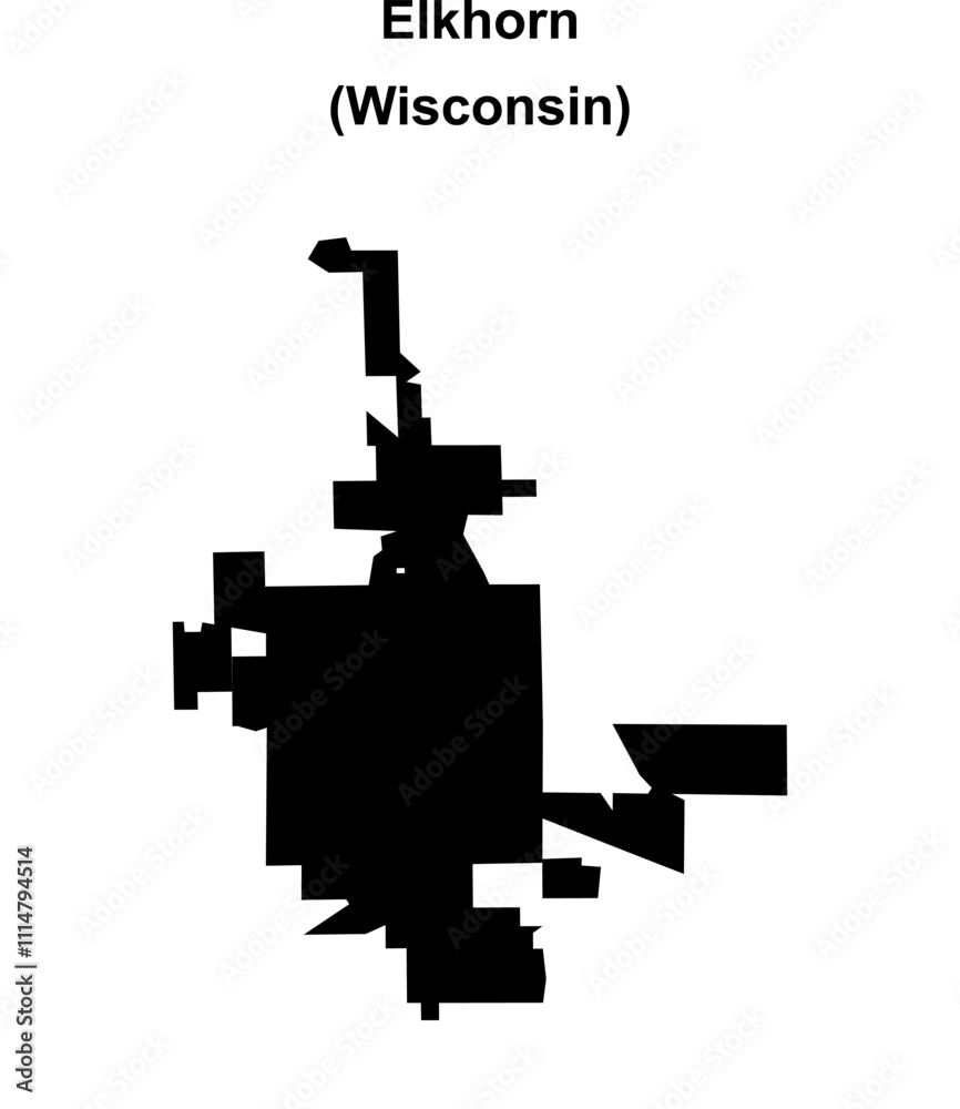 Elkhorn (Wisconsin) blank outline map Elkhorn (Wisconsin) blank outline map