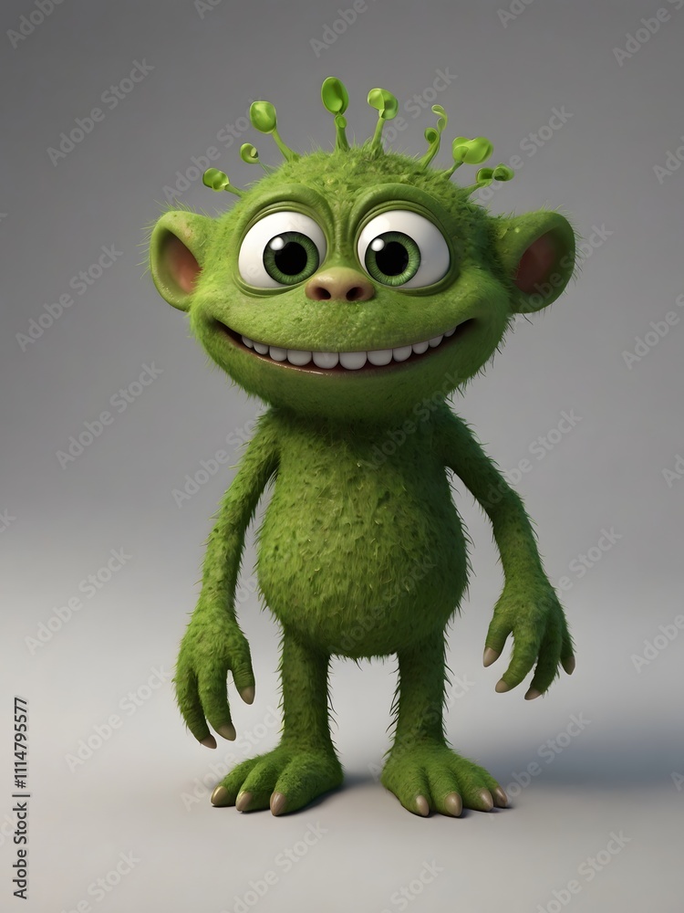 Fototapeta premium Playful Green Creature from a Fairytale