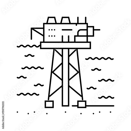 offshore drilling oil industry line icon vector. offshore drilling oil industry sign. isolated contour symbol black illustration