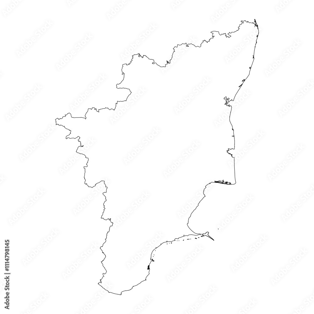 Obraz premium Tamil Nadu state blank outline map