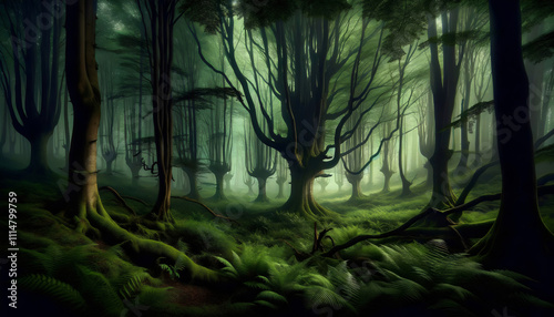 An image of a beautiful magic forest landscape