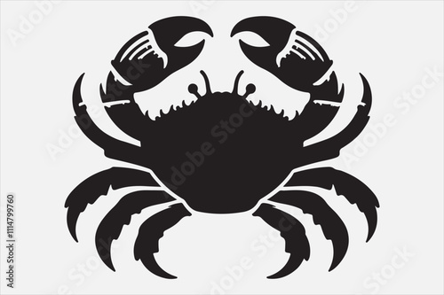 A clean and bold silhouette illustration of a crab.