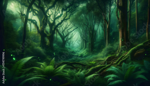 An image of a beautiful magic forest landscape