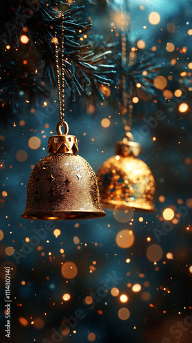 Wallpaper Mural Złote świąteczne dzwonki na choince Torontodigital.ca