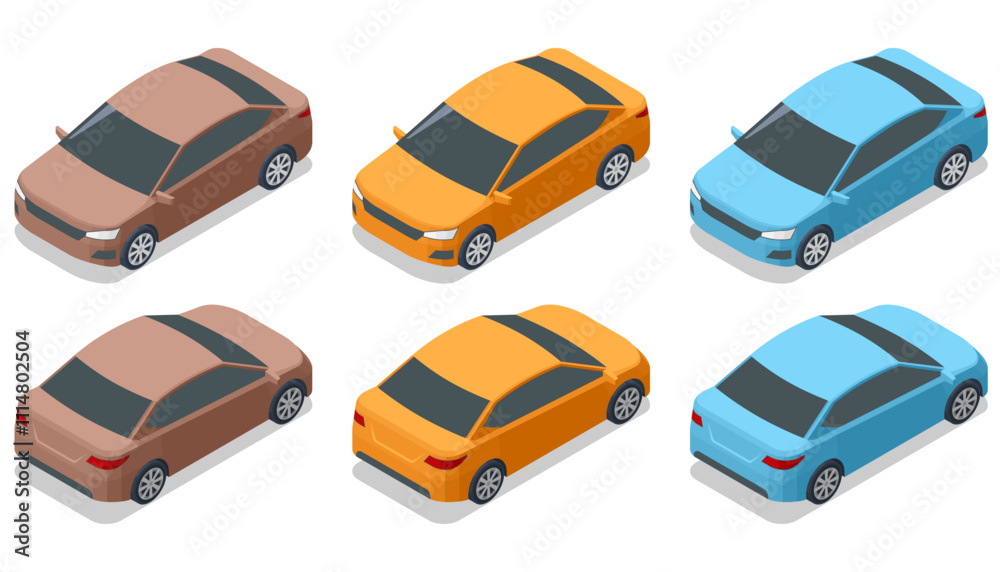 Fototapeta premium IsometricFastback, Liftback Car template for branding and advertising. Multi purpose vehicle, people carrier mover, SUV, 5-door Fastback, Liftback car. Hatchback, Passenger Car isolated.