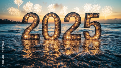 Wallpaper Mural Podświetlany  napis 2025 na nowy rok  Torontodigital.ca