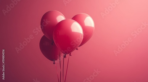 Three vibrant red balloons drift gracefully against a soft pink backdrop, capturing the essence of love and celebration for Valentine's Day.