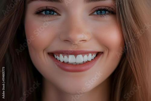 Female smile makeover by dental ceramic veneer, porcelain laminate veneers.