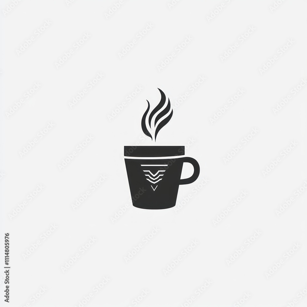 Simple icon of a steaming cup of coffee. Simple icon of a steaming cup of coffee.