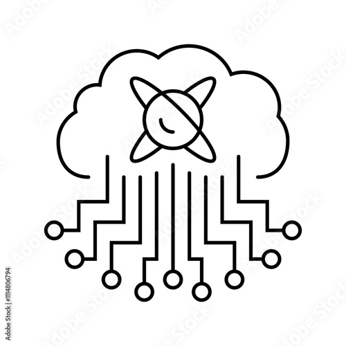 cloud computin quantum technology line icon vector. cloud computin quantum technology sign. isolated contour symbol black illustration