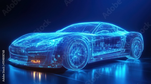 Futuristic Car in Wireframe